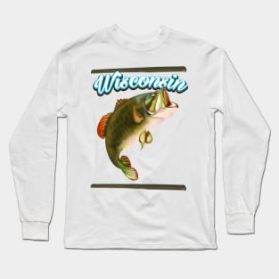 Wisconsin fishing poster Long Sleeve T-Shirt